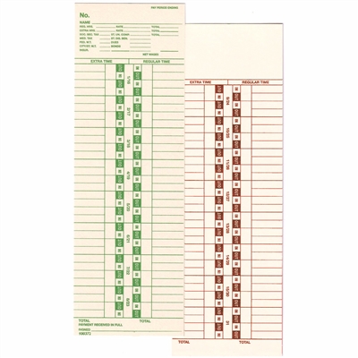 1000 Side-feed Semi-monthly Time Cards- 800-858-7462