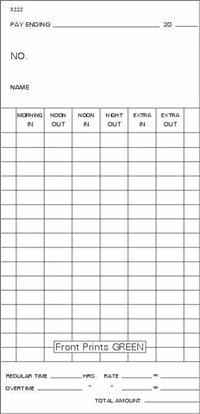 FORM 3222 Time Cards