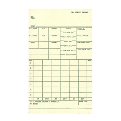 FORM 85111 Time Cards