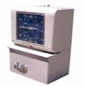 Lathem 4000-4200 series clock in light gray or dark gray sheet metal case. Lock in top of upper case. With or without front print bar across front of lower case. Model number located inside on upper-right back of case.