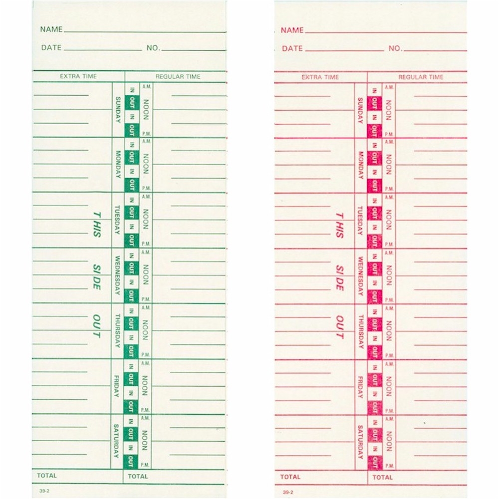 250 Side-Feed 2-Week Su-Sa Time Card- 800-858-7462